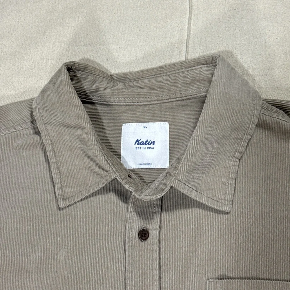 Katin Shirt Mens Corduroy Long Sleeve Snap Up Pockets Casual XL Beige